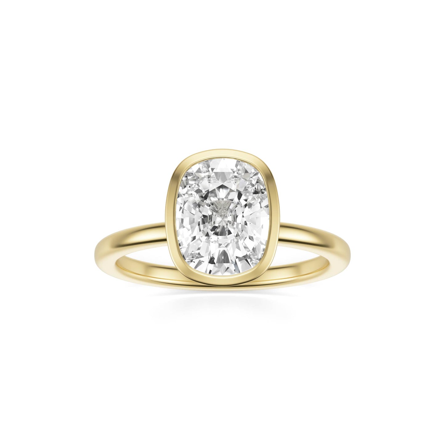 Elongated Cushion Diamond Bezel 14K Yellow Gold