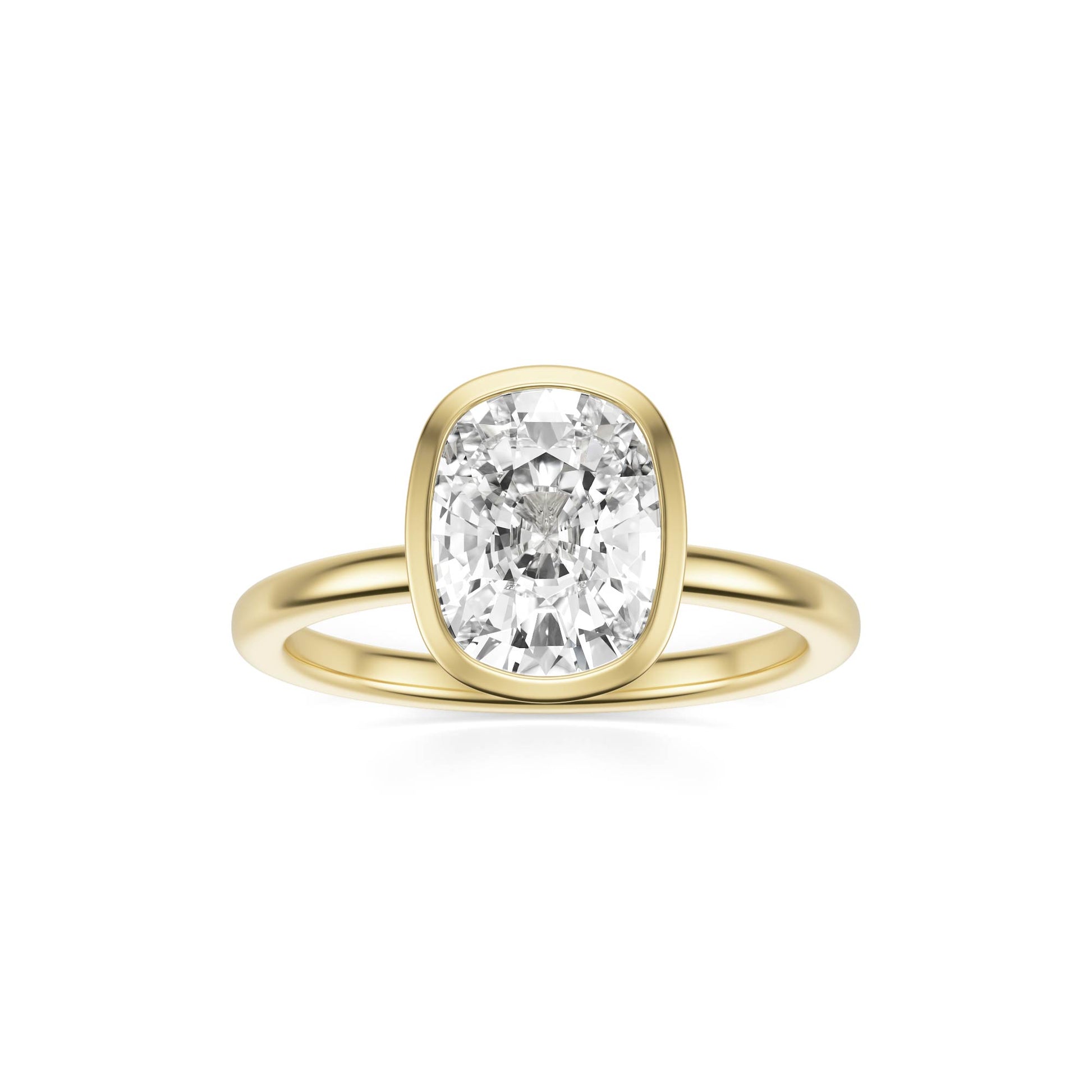 Elongated Cushion Diamond Bezel 14K Yellow Gold