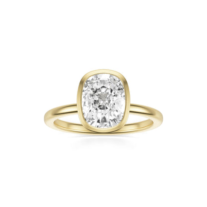 Elongated Cushion Diamond Bezel 14K Yellow Gold