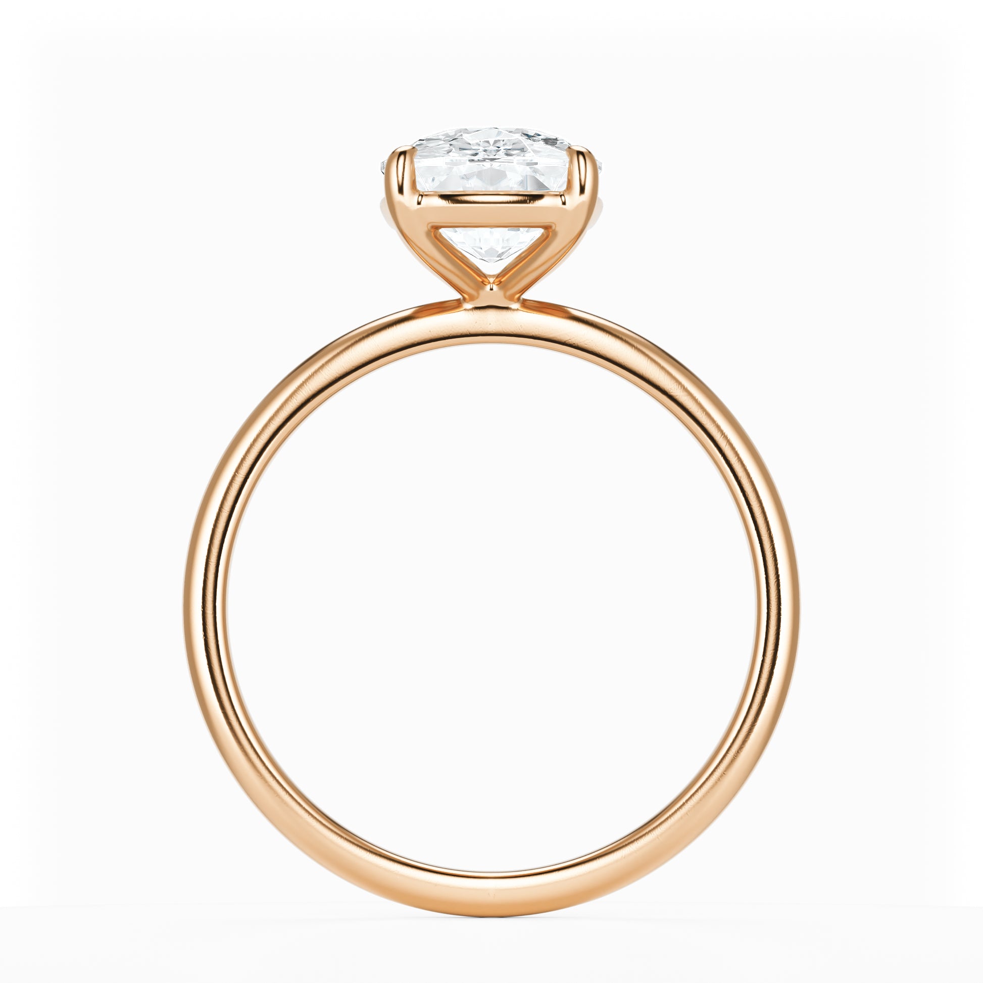 Elongated Cushion Diamond Solitaire 14K Rose Gold