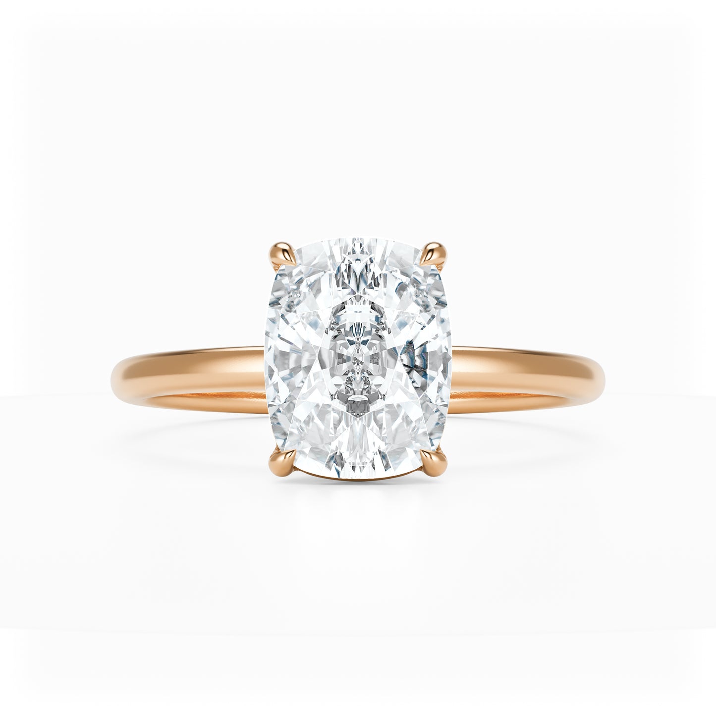 Elongated Cushion Diamond Solitaire 14K Rose Gold