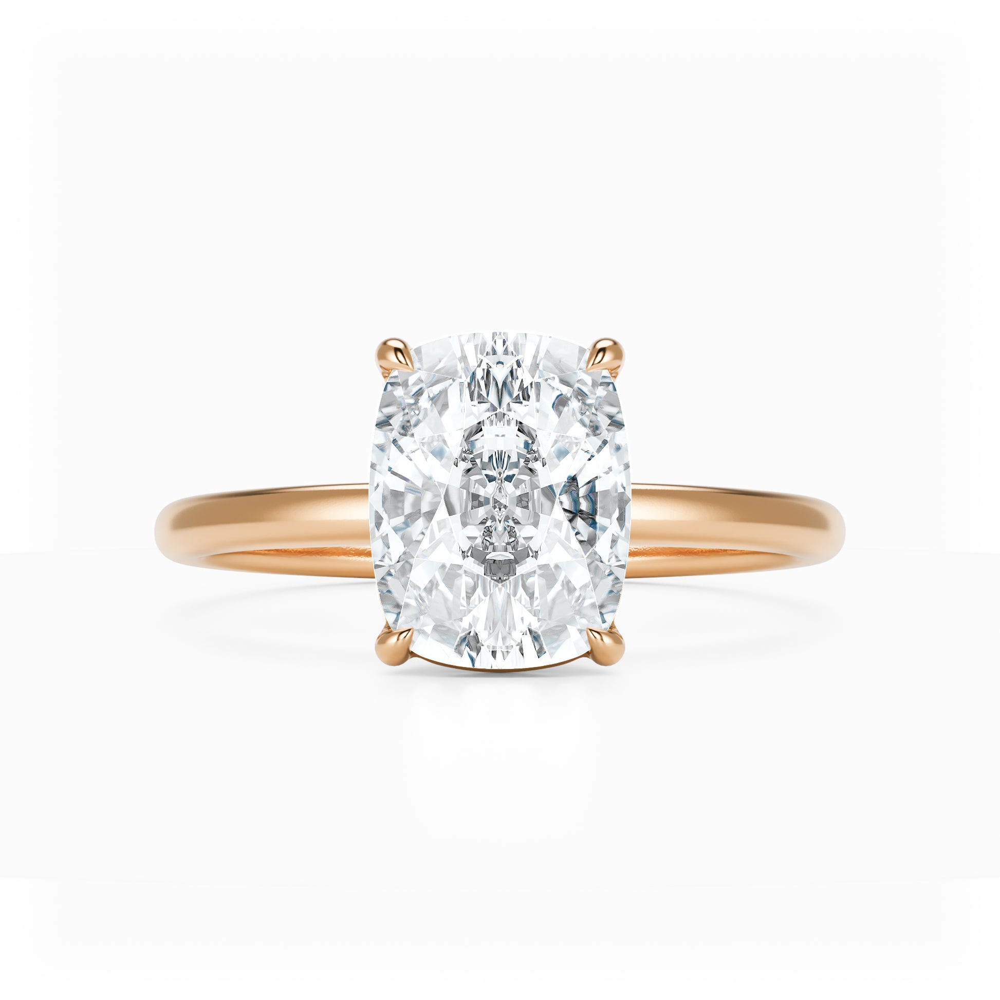 Elongated Cushion Diamond Solitaire 14K Rose Gold