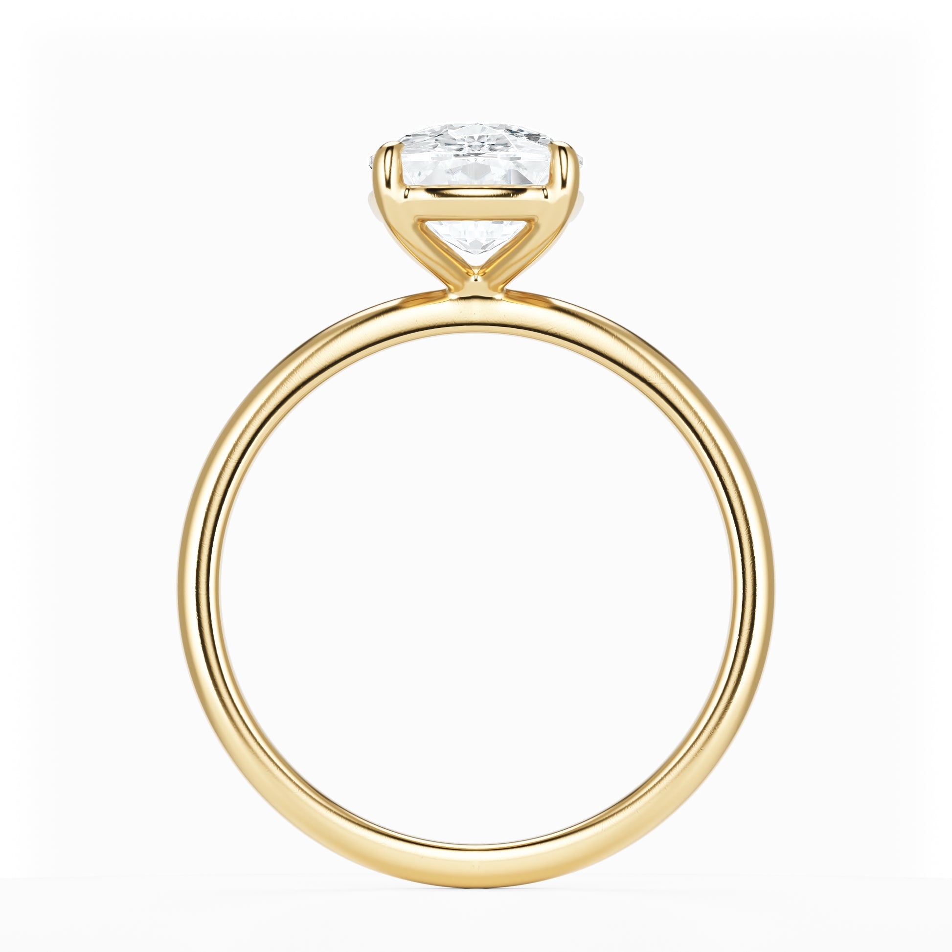 Elongated Cushion Diamond Solitaire 14K Yellow Gold