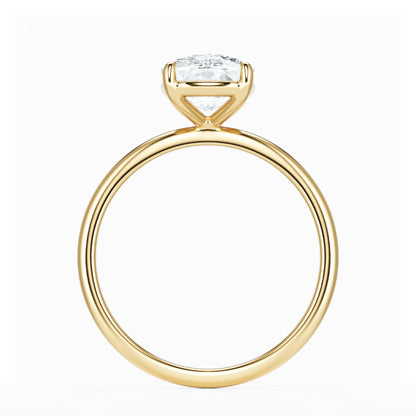 Elongated Cushion Diamond Solitaire 14K Yellow Gold