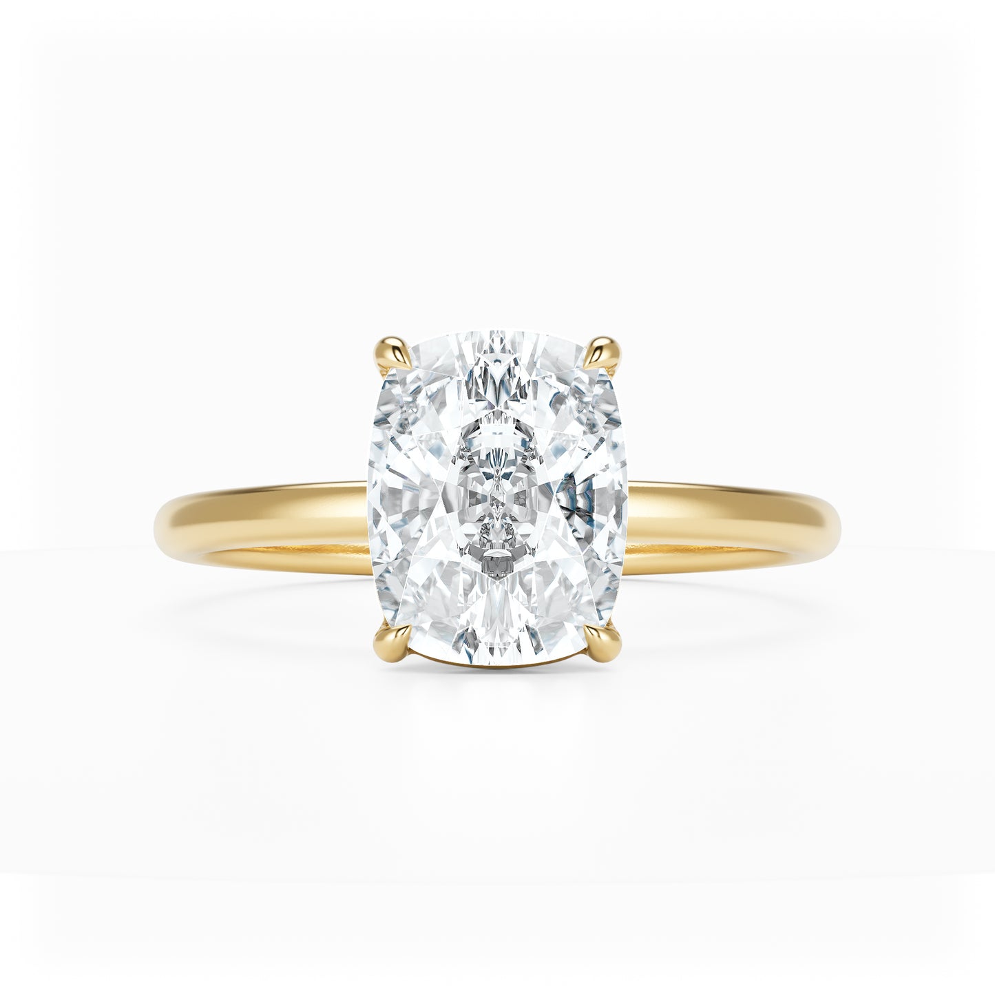 Elongated Cushion Diamond Solitaire 14K Yellow Gold