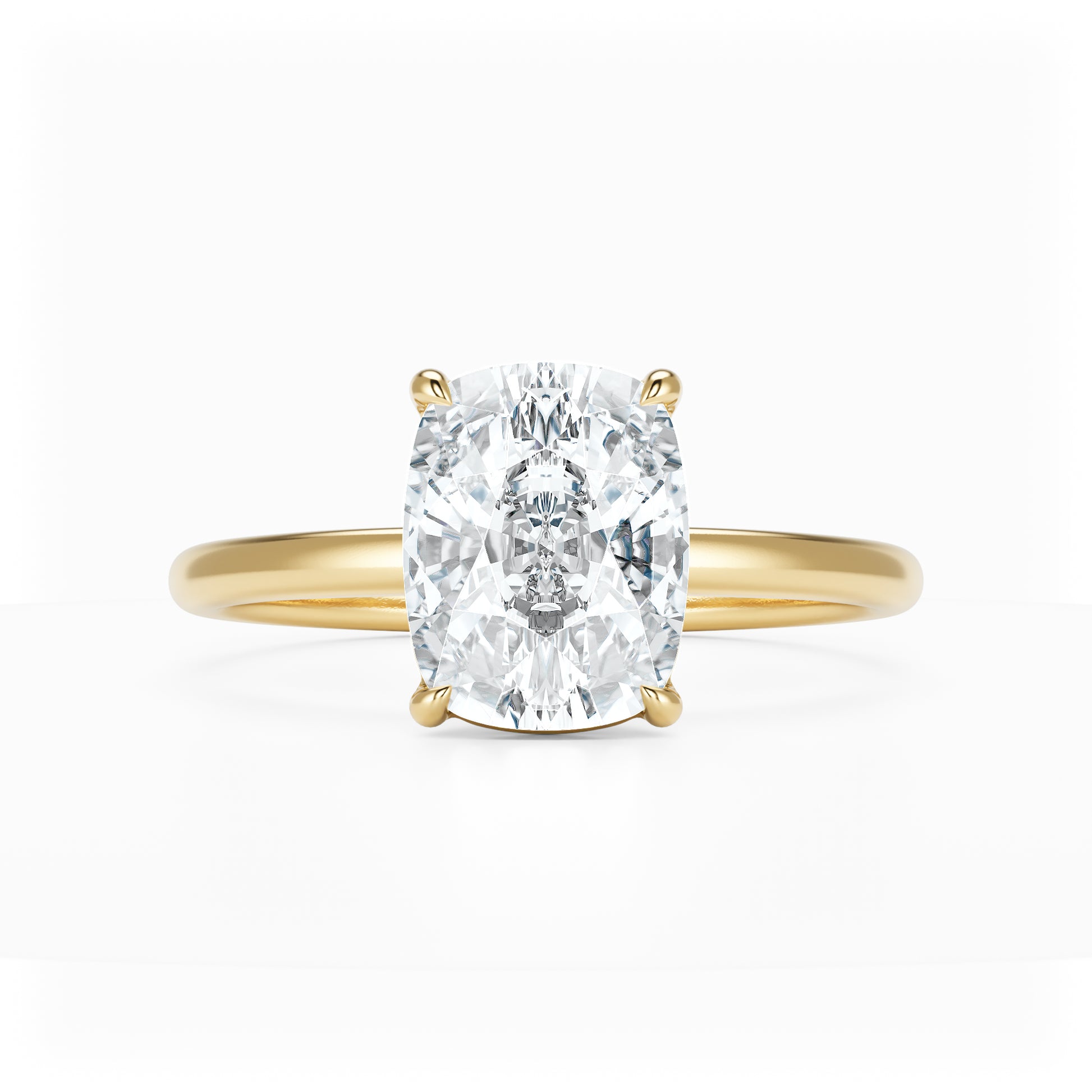 Elongated Cushion Diamond Solitaire 14K Yellow Gold