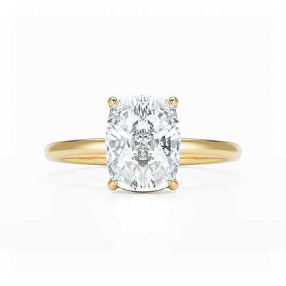 Elongated Cushion Diamond Solitaire 14K Yellow Gold