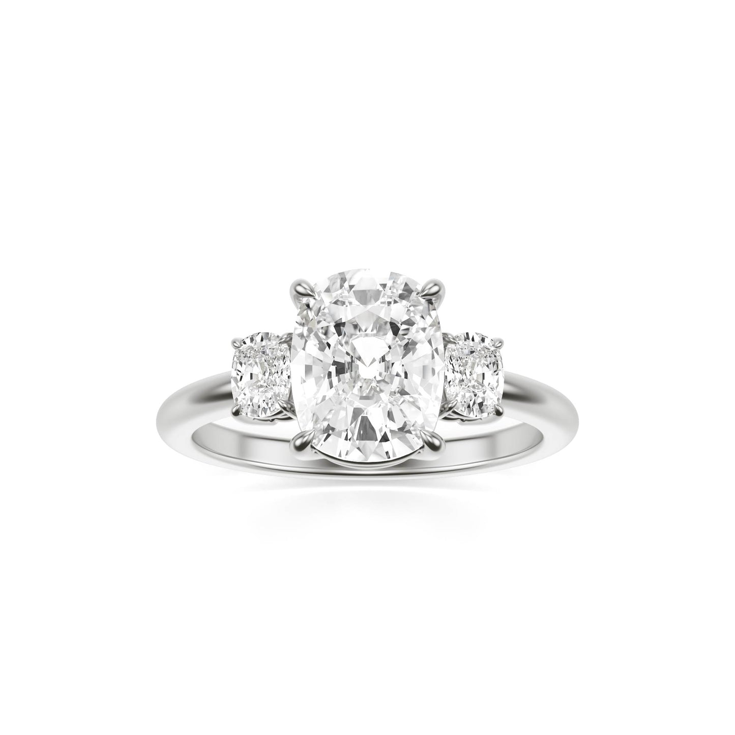 Elongated Cushion Moissanite Trio Platinum