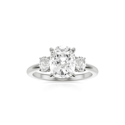 Elongated Cushion Moissanite Trio Platinum