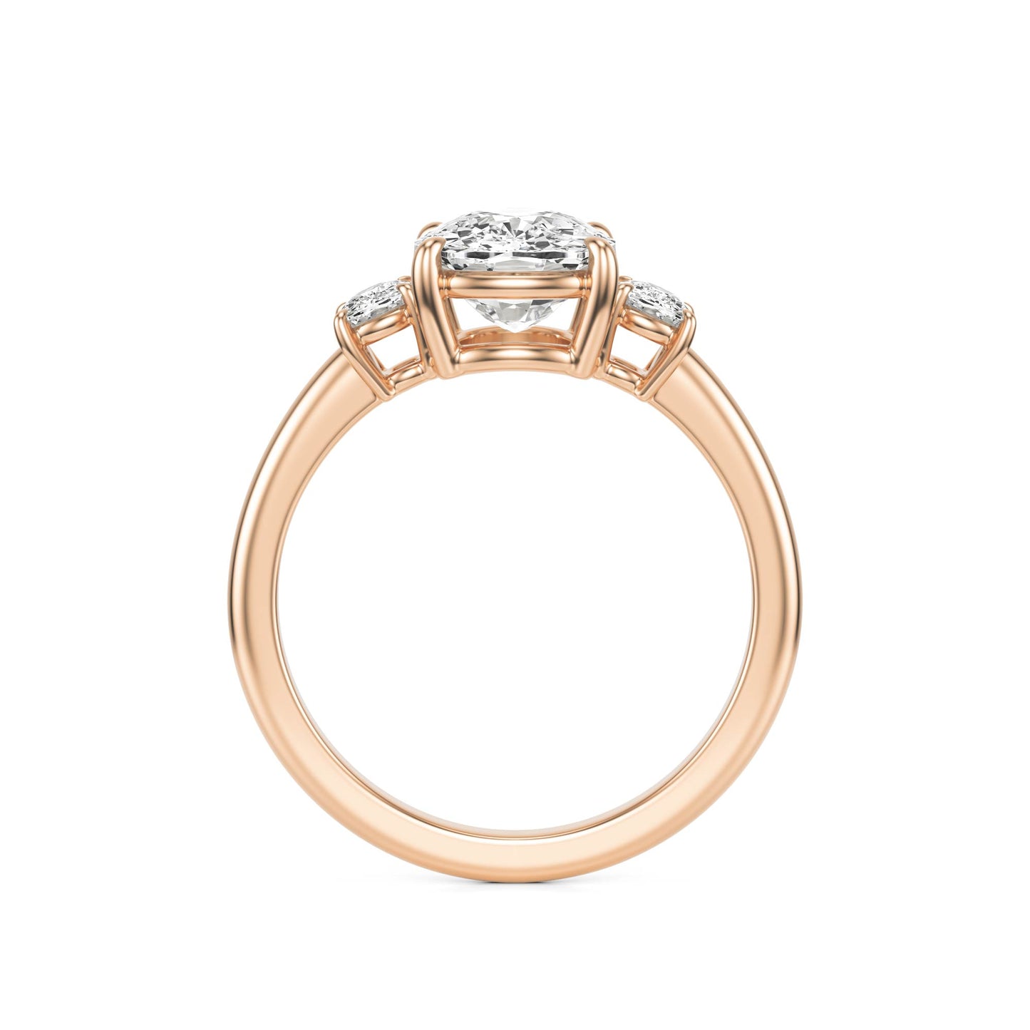 Elongated Cushion Moissanite Trio 14K Rose Gold