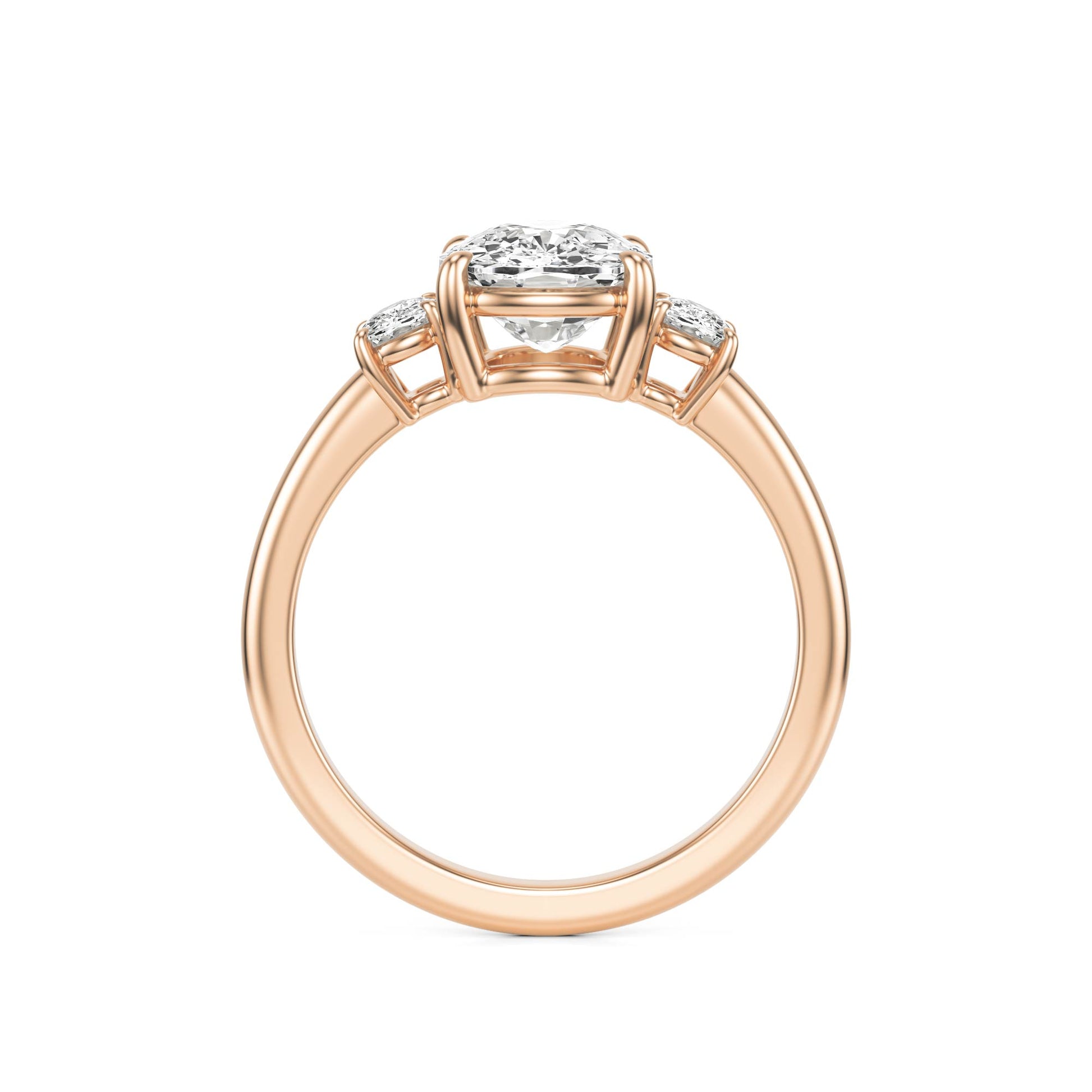 Elongated Cushion Moissanite Trio 14K Rose Gold