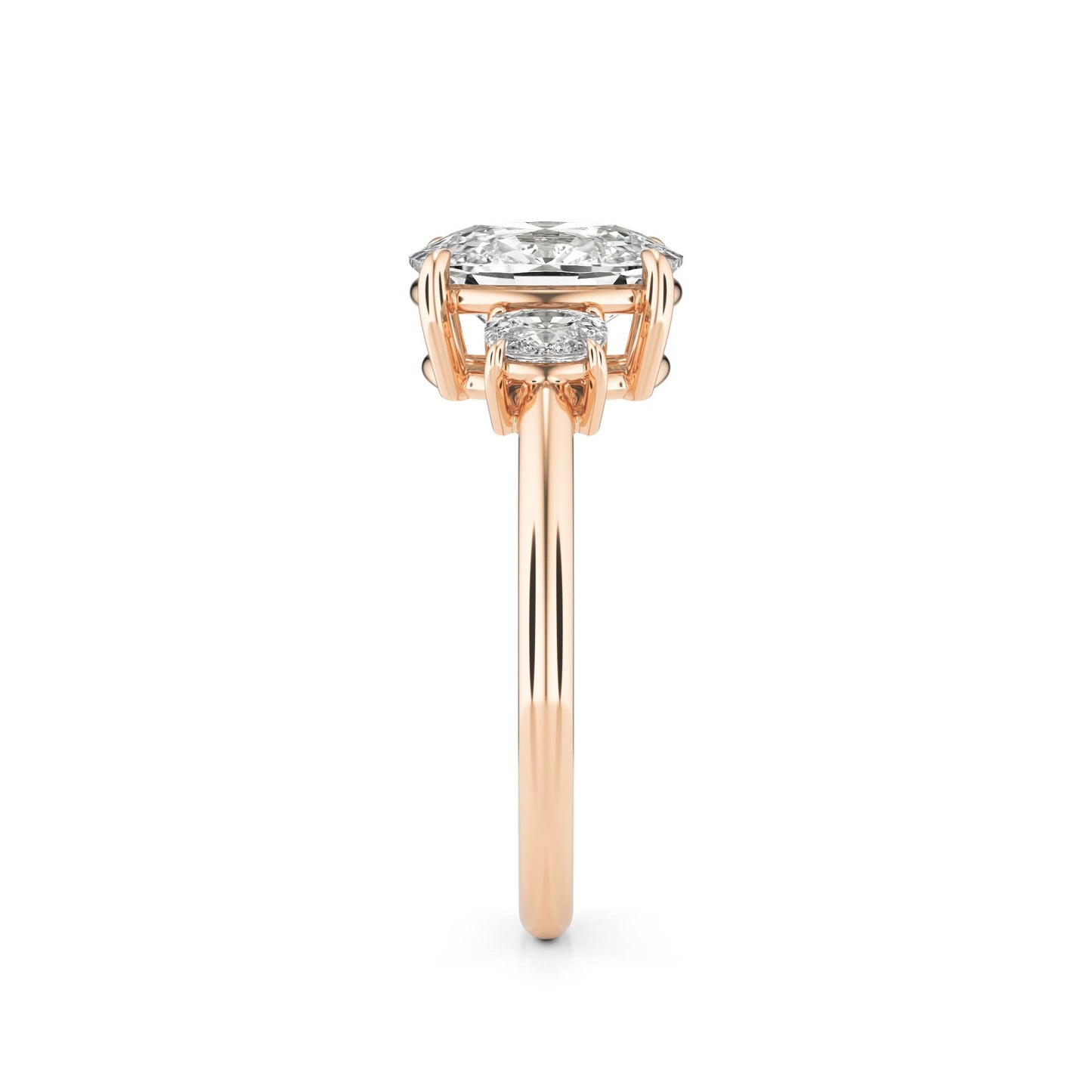 Elongated Cushion Moissanite Trio 14K Rose Gold