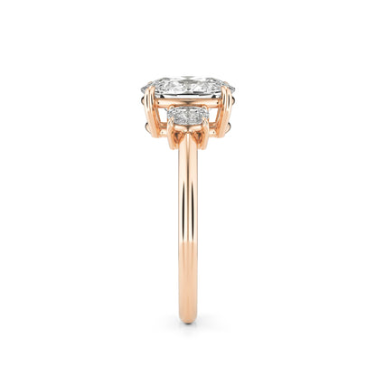 Elongated Cushion Moissanite Trio 14K Rose Gold