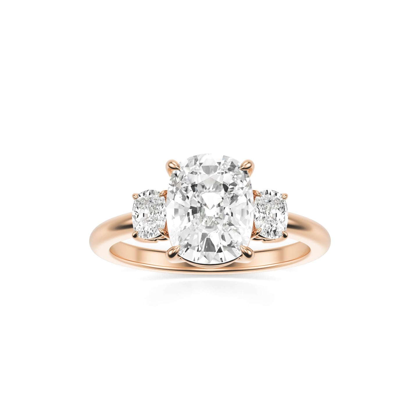 Elongated Cushion Moissanite Trio 14K Rose Gold