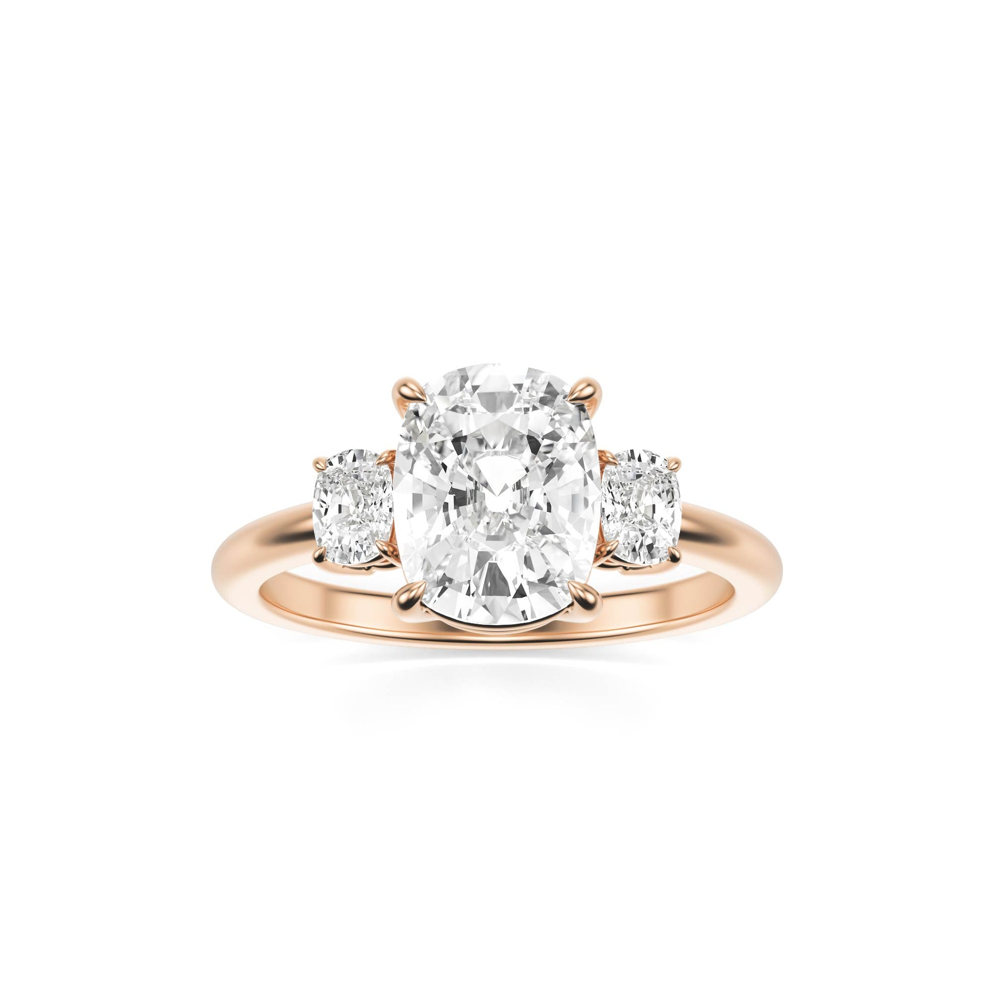 Elongated Cushion Moissanite Trio 14K Rose Gold