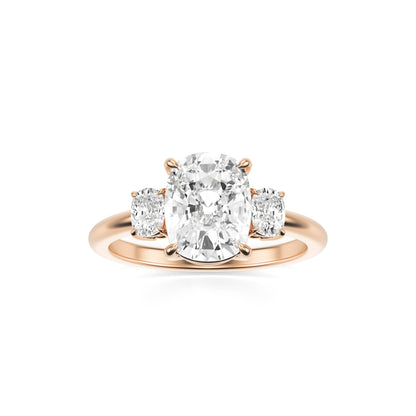 Elongated Cushion Moissanite Trio 14K Rose Gold