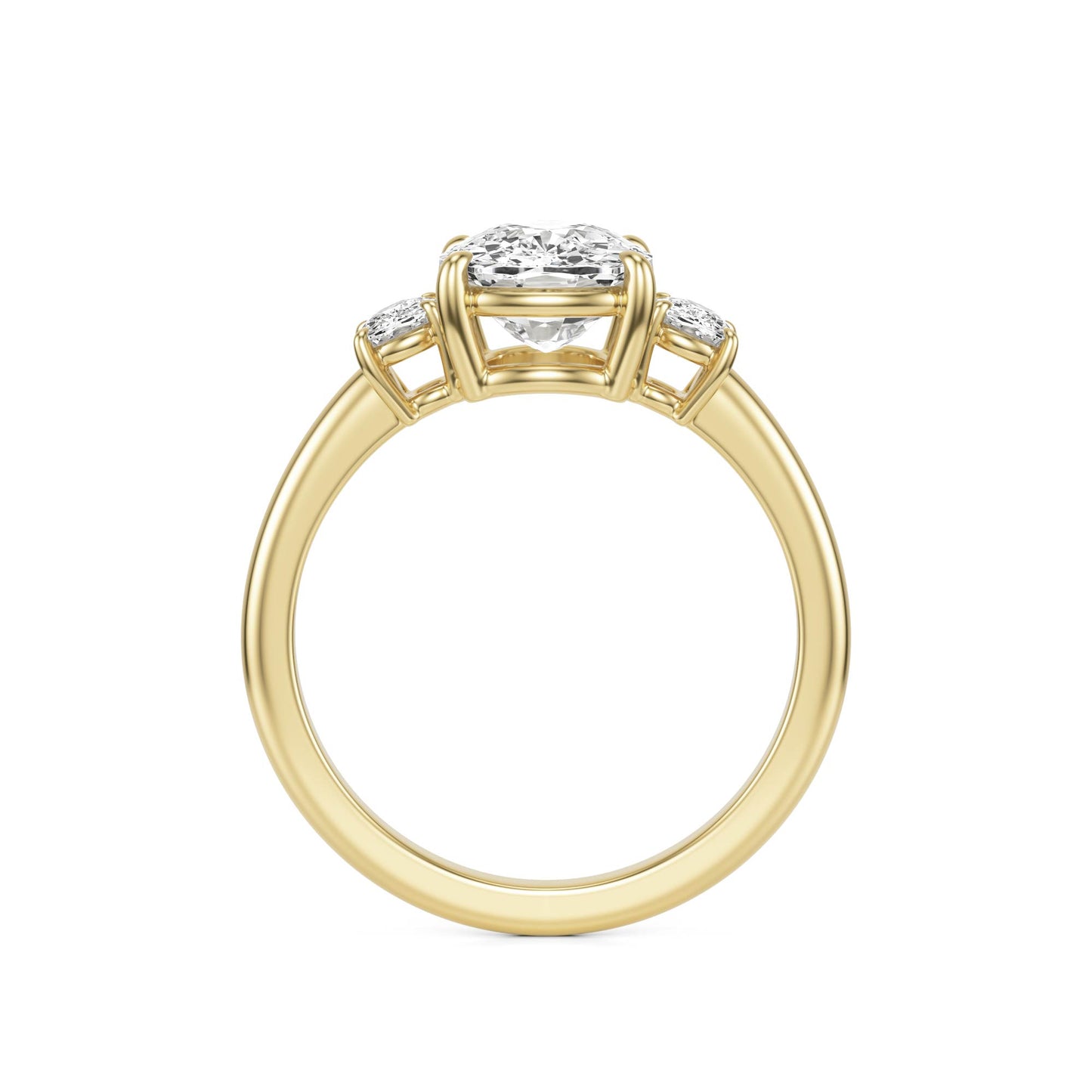 Elongated Cushion Moissanite Trio 14K Yellow Gold