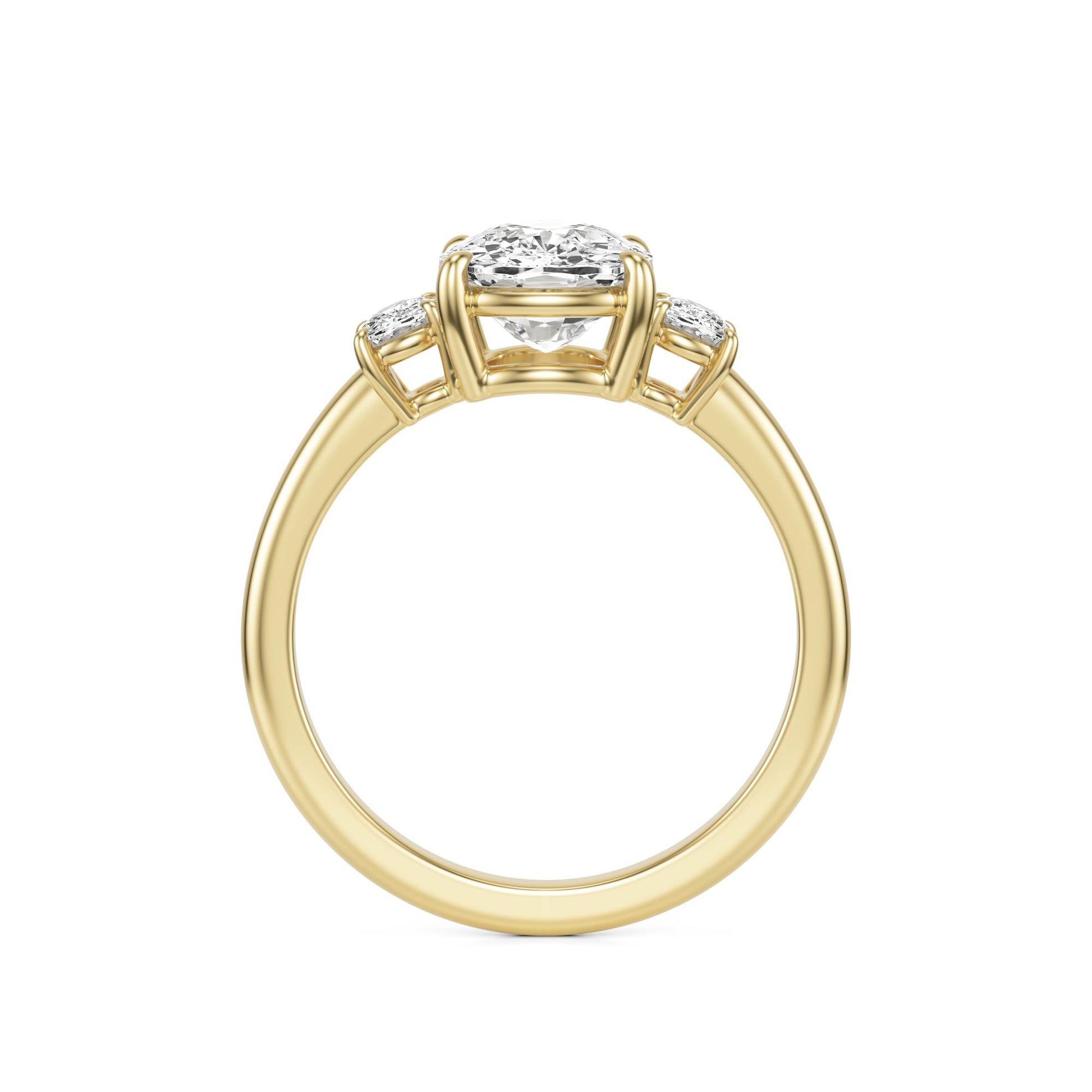 Elongated Cushion Moissanite Trio 14K Yellow Gold