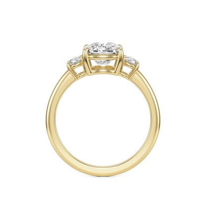 Elongated Cushion Moissanite Trio 14K Yellow Gold