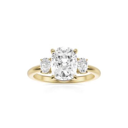 Elongated Cushion Moissanite Trio 14K Yellow Gold