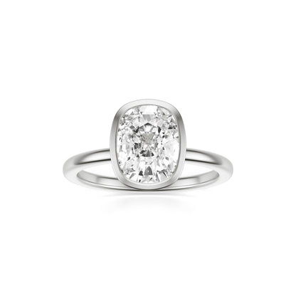 Elongated Cushion Moissanite Bezel Platinum