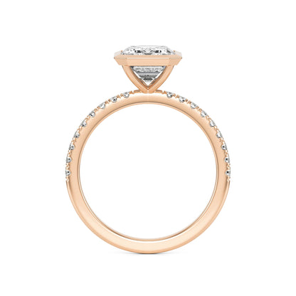 Emerald Diamond Bezel Pave 14K Rose Gold