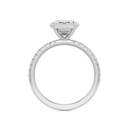 Emerald Diamond Bezel Pave 14K White Gold