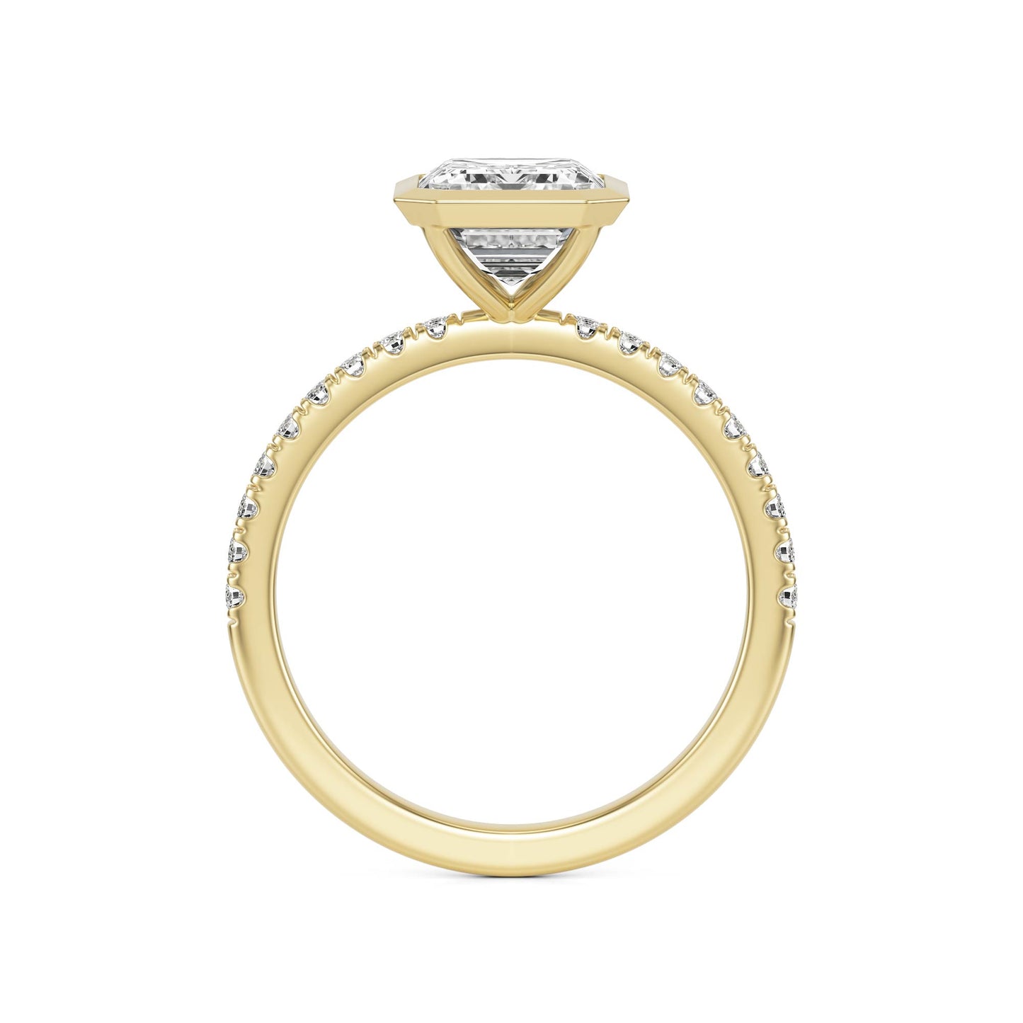 Emerald Diamond Bezel Pave 14K Yellow Gold