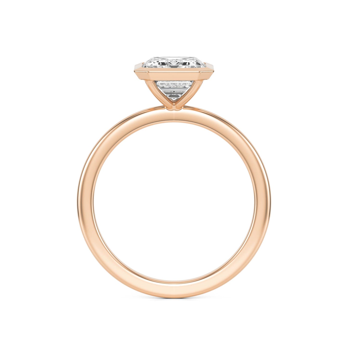 Emerald Diamond Bezel 14K Rose Gold