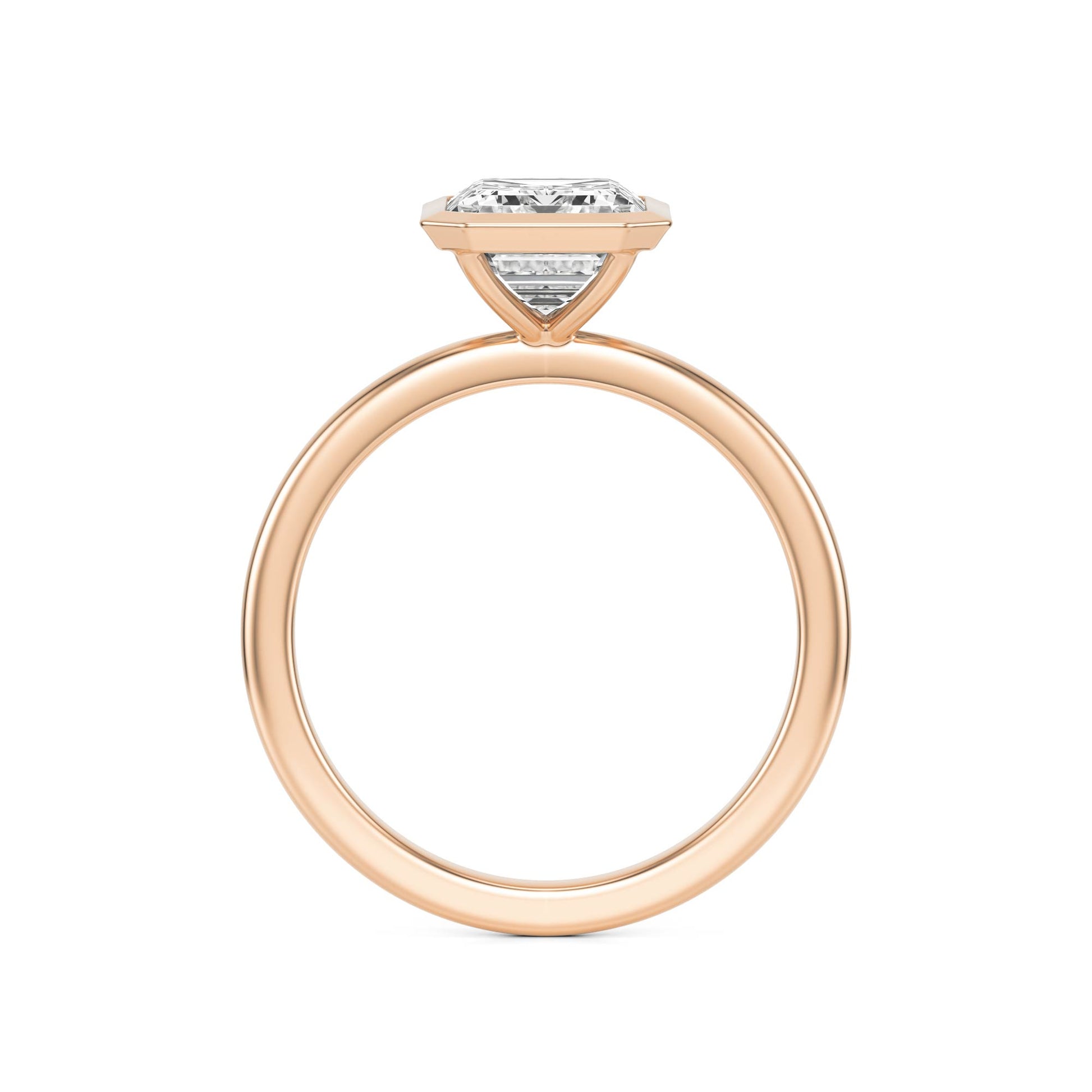 Emerald Diamond Bezel 14K Rose Gold