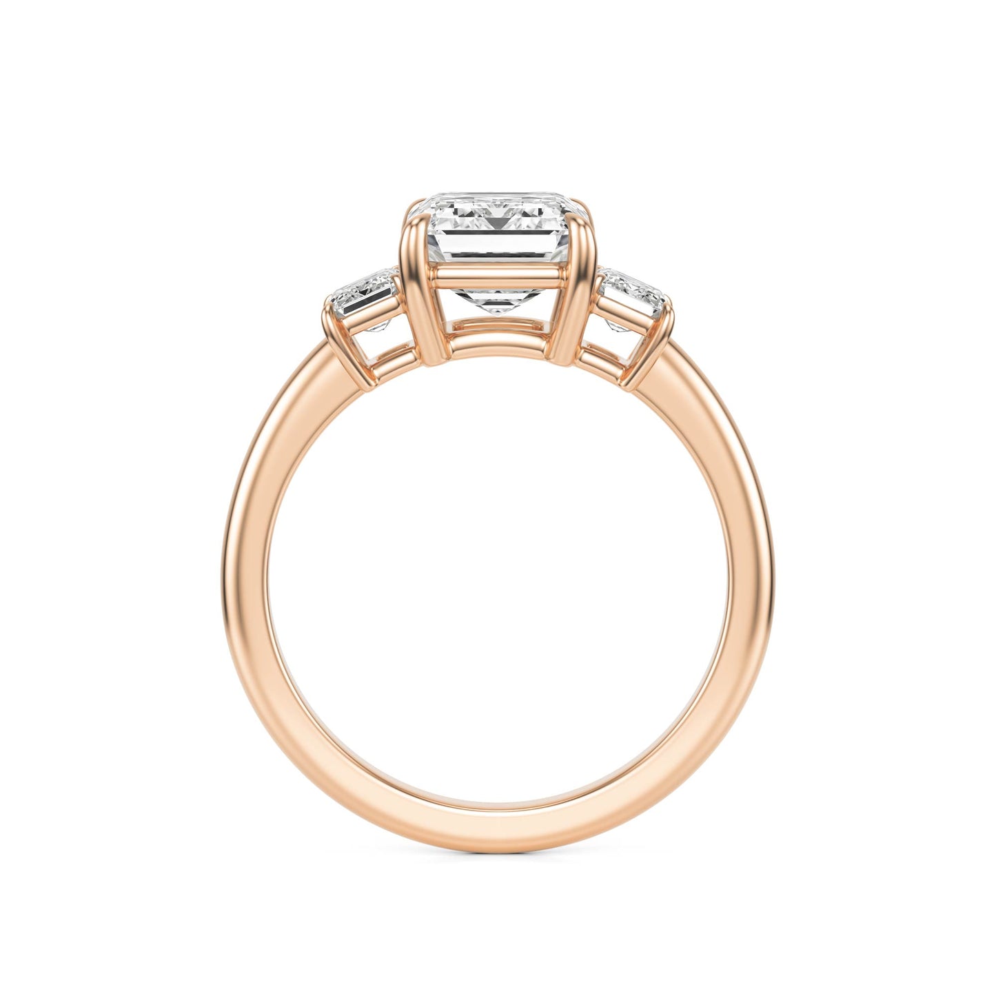 Emerald Diamond Three 14K Rose Gold