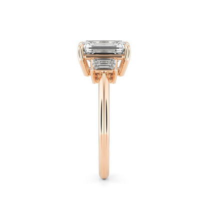 Emerald Diamond Three 14K Rose Gold