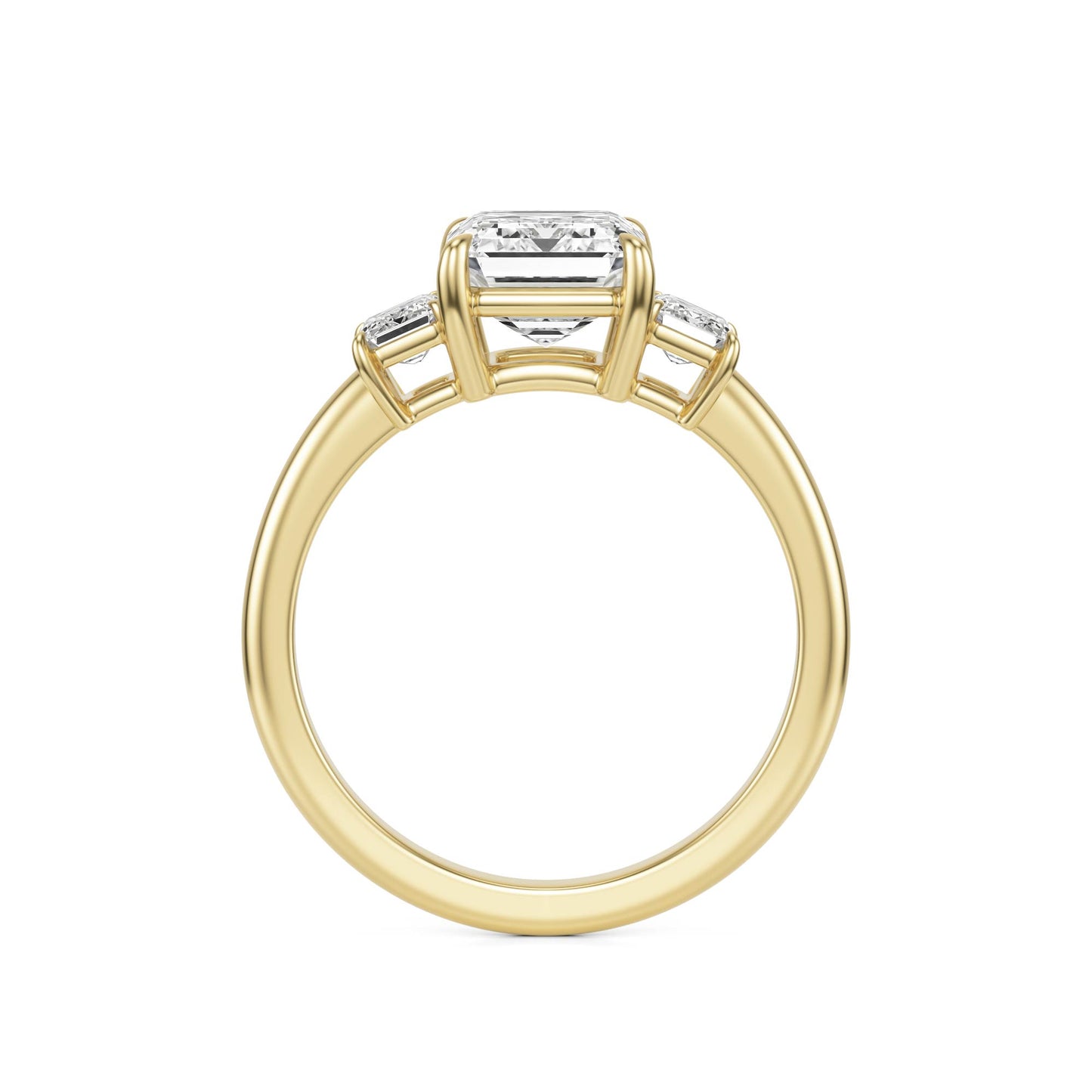 Emerald Diamond Three 14K Yellow Gold