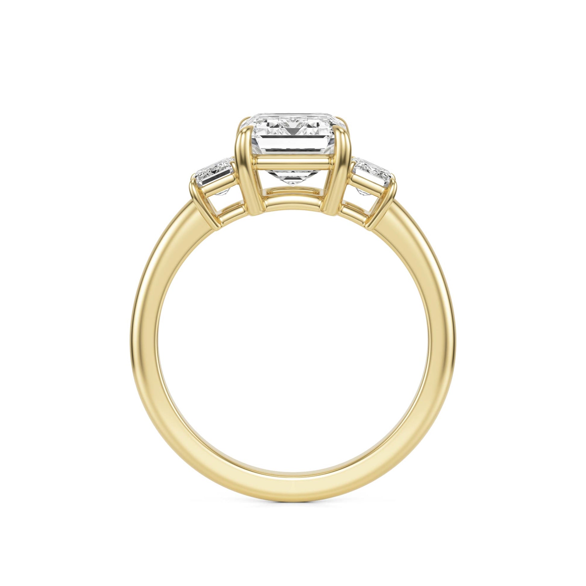 Emerald Diamond Three 14K Yellow Gold