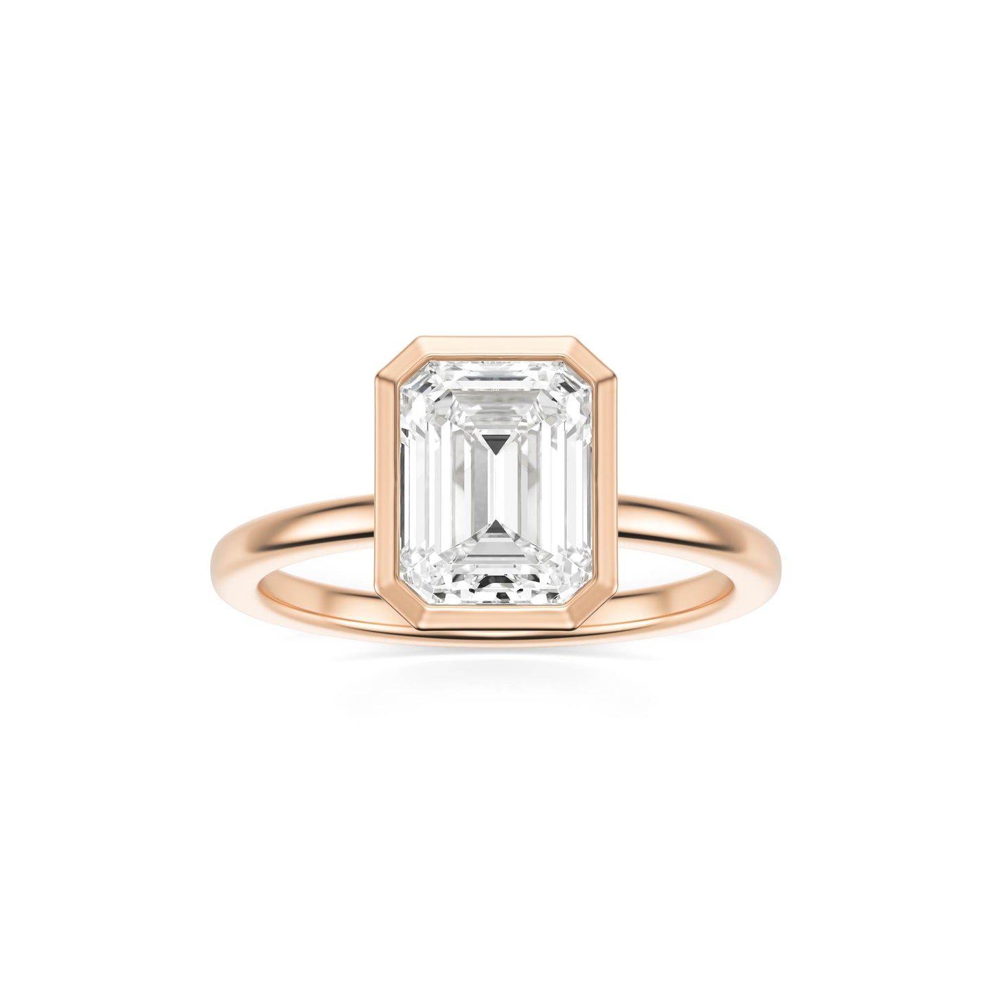 Emerald Moissanite Bezel 14K Rose Gold