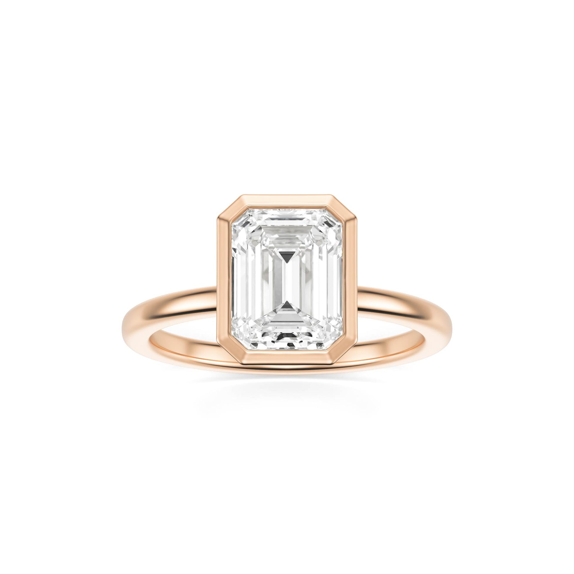 Emerald Moissanite Bezel 14K Rose Gold