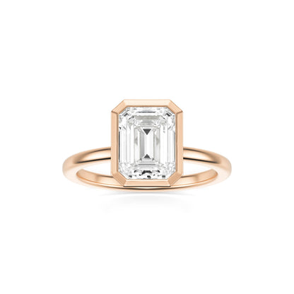 Emerald Moissanite Bezel 14K Rose Gold