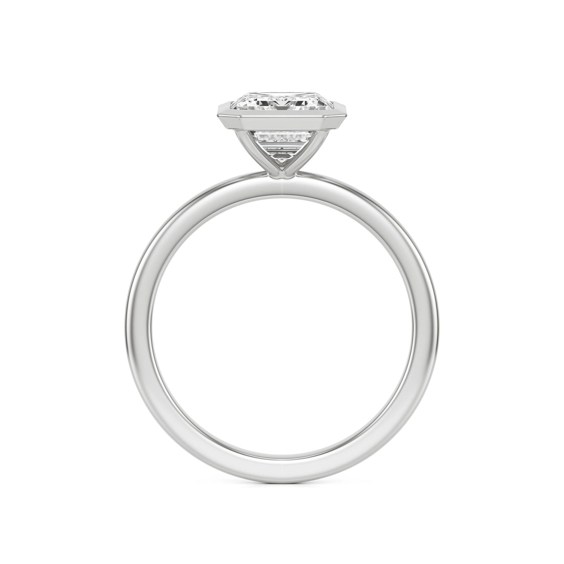 Emerald Moissanite Bezel 14K White Gold