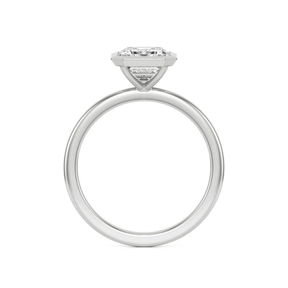 Emerald Moissanite Bezel 14K White Gold