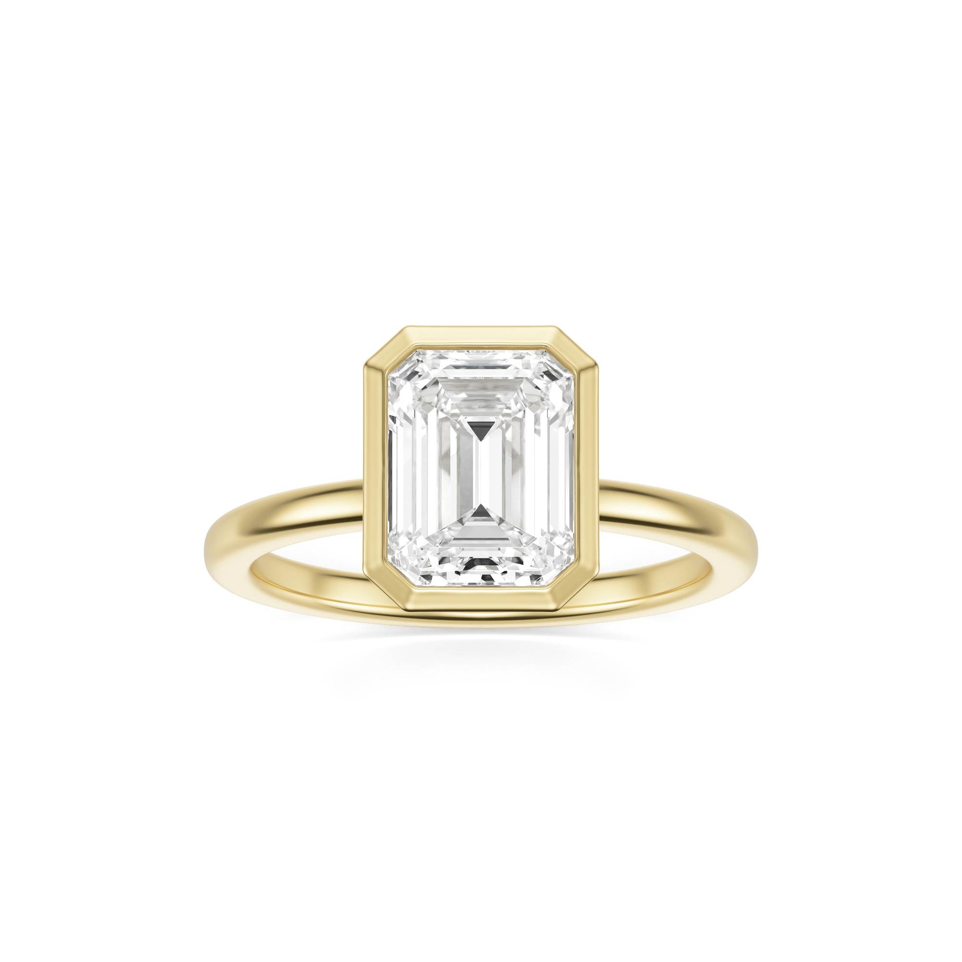 Emerald Moissanite Bezel 14K Yellow Gold