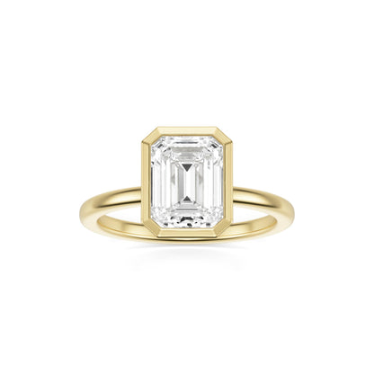 Emerald Moissanite Bezel 14K Yellow Gold