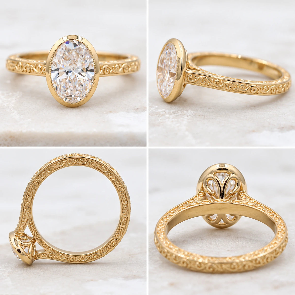 Completed - Oval Diamond on Bezel Filigree Ring