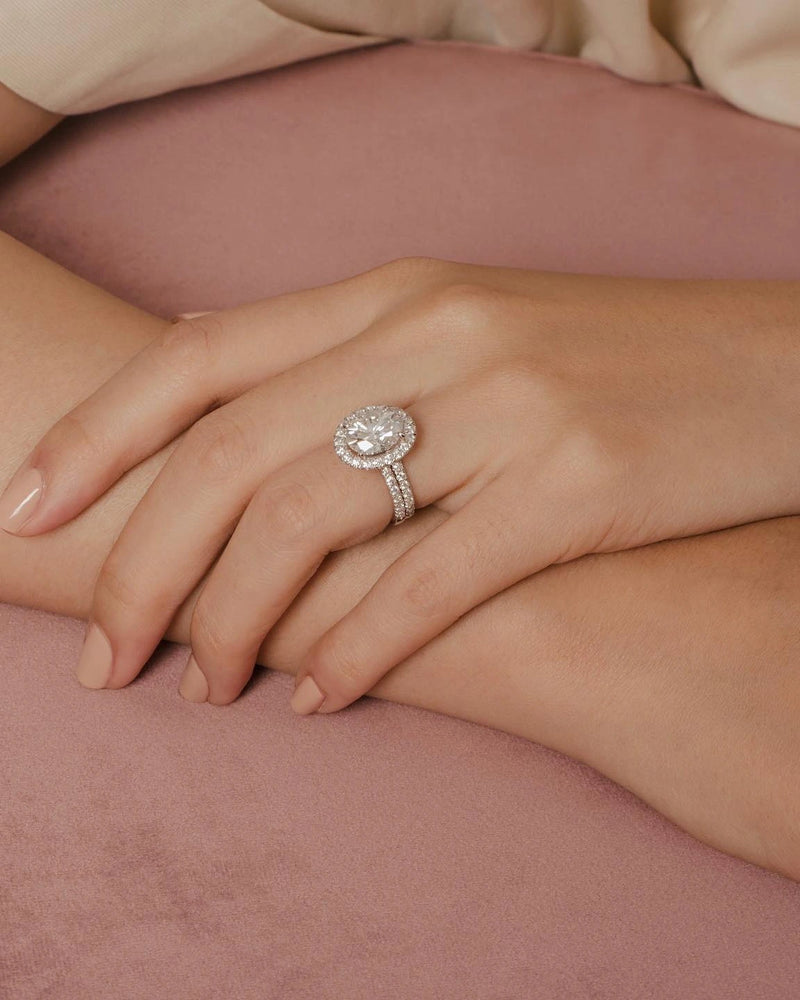 Oval Halo Pavé on Hand