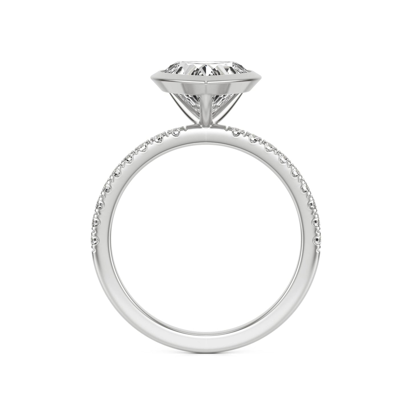 Heart Diamond Bezel Pavé Platinum