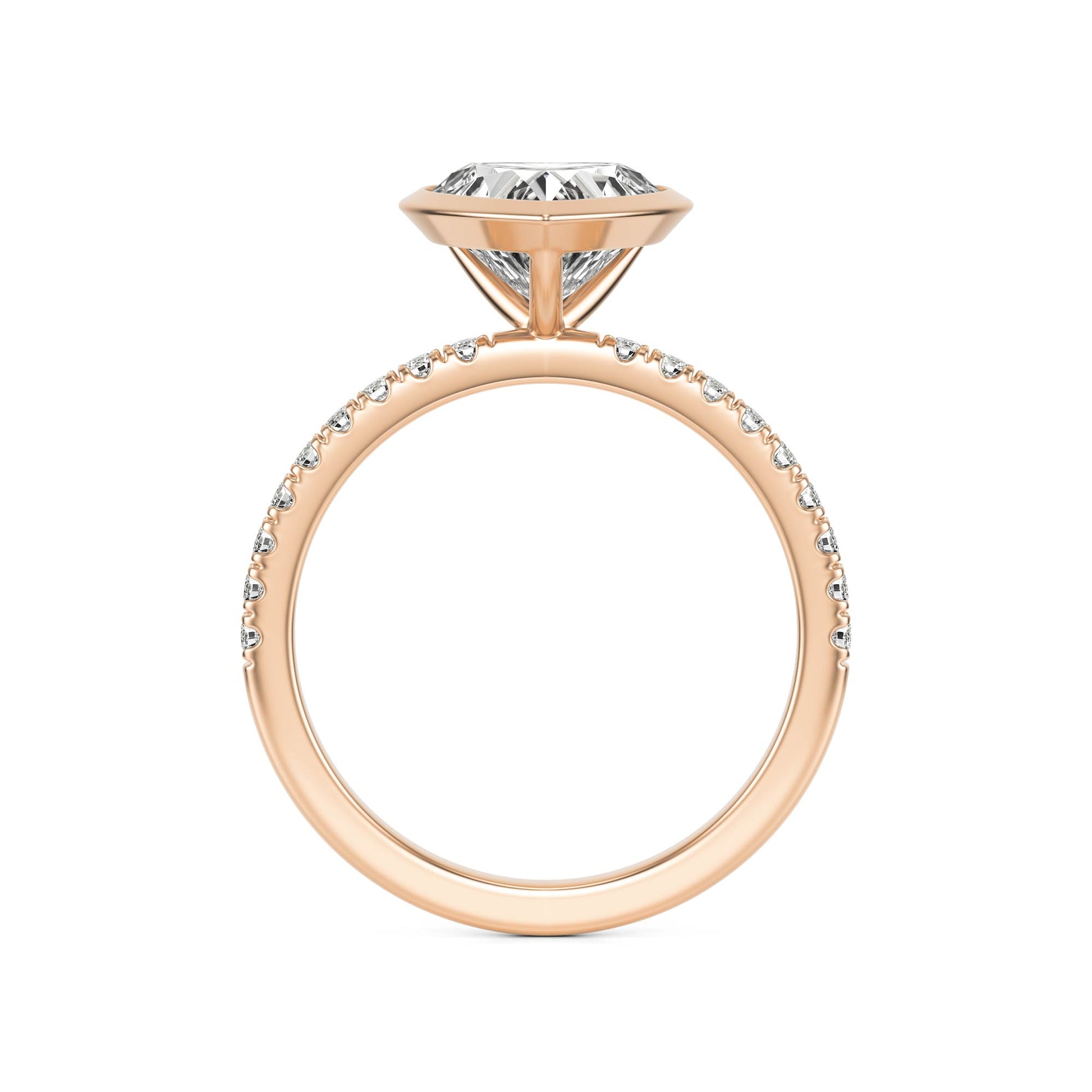 Heart Diamond Bezel Pavé 14K Rose Gold