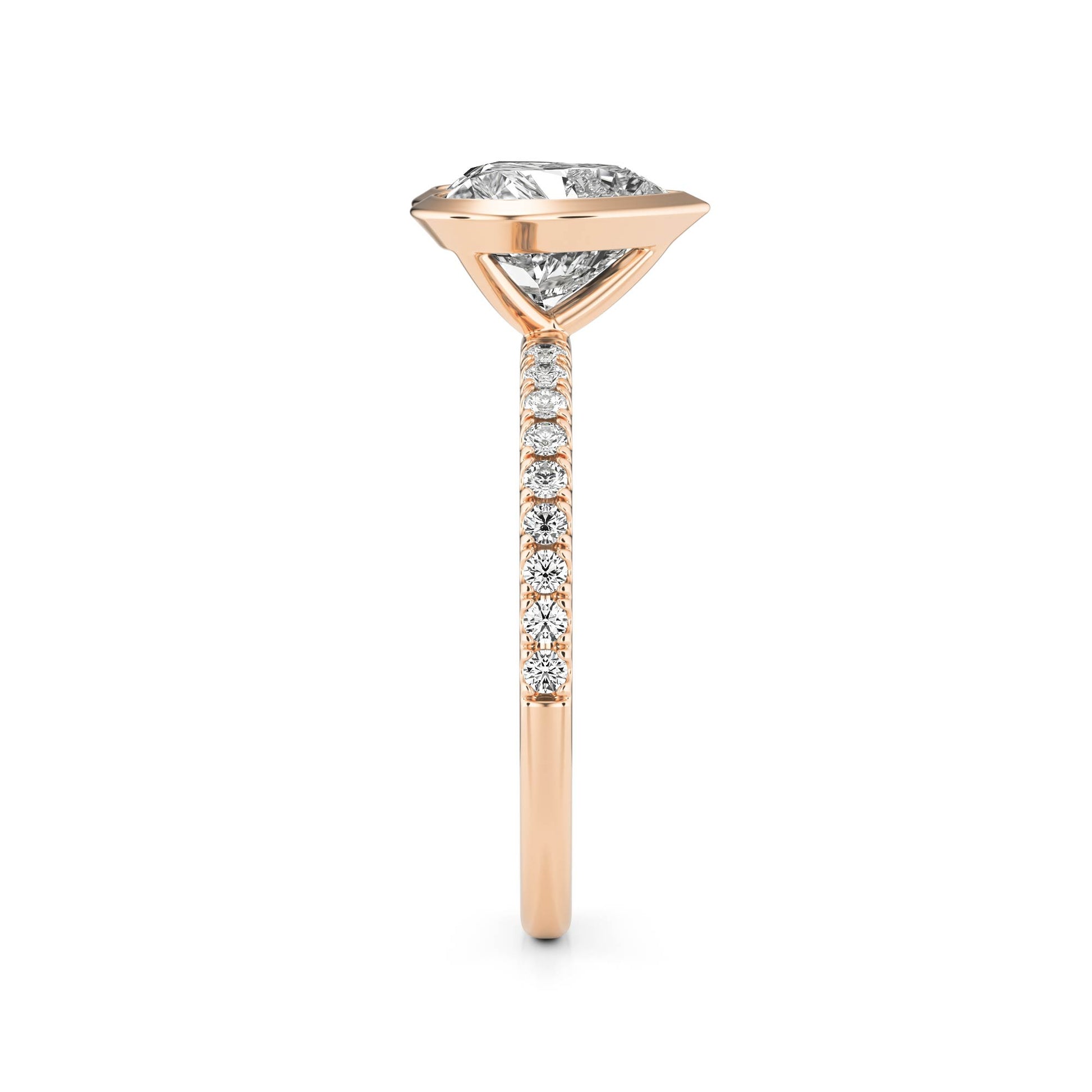 Heart Diamond Bezel Pavé 14K Rose Gold