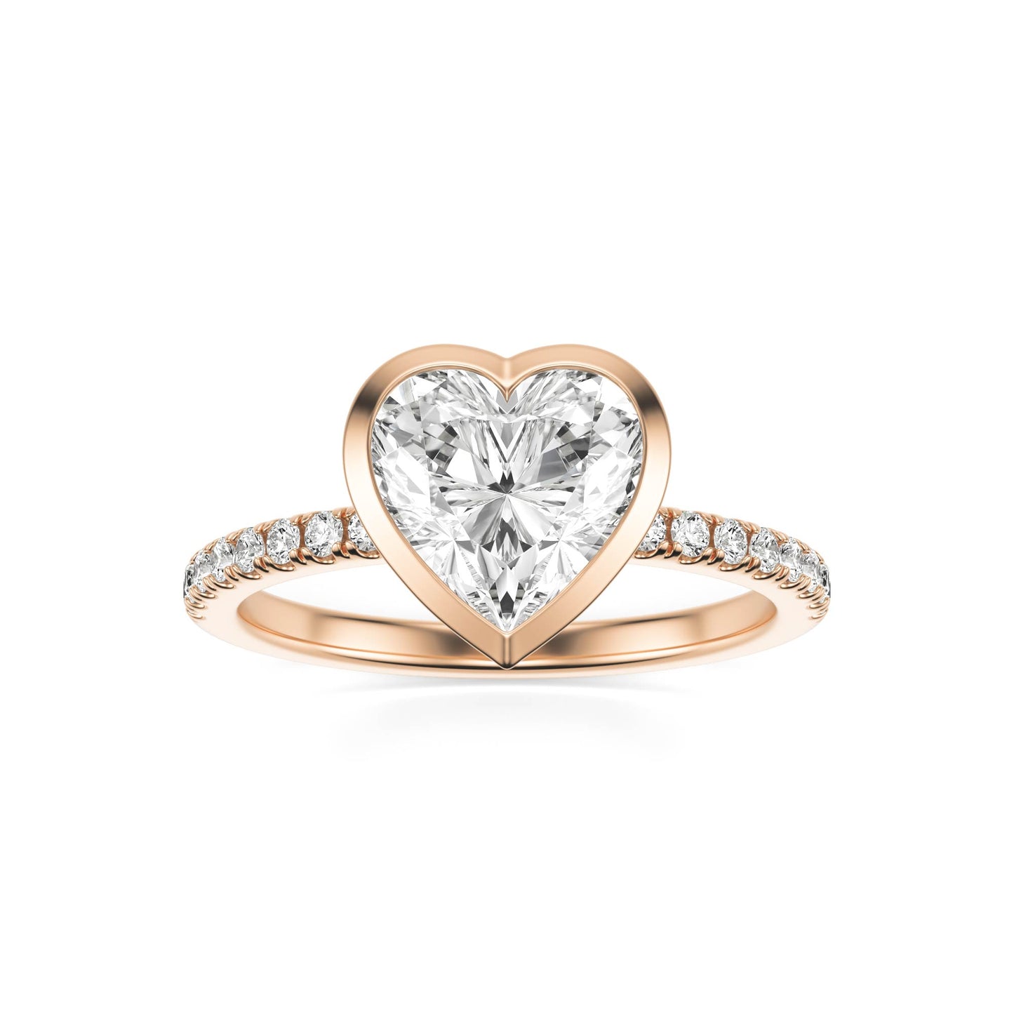 Heart Diamond Bezel Pavé 14K Rose Gold