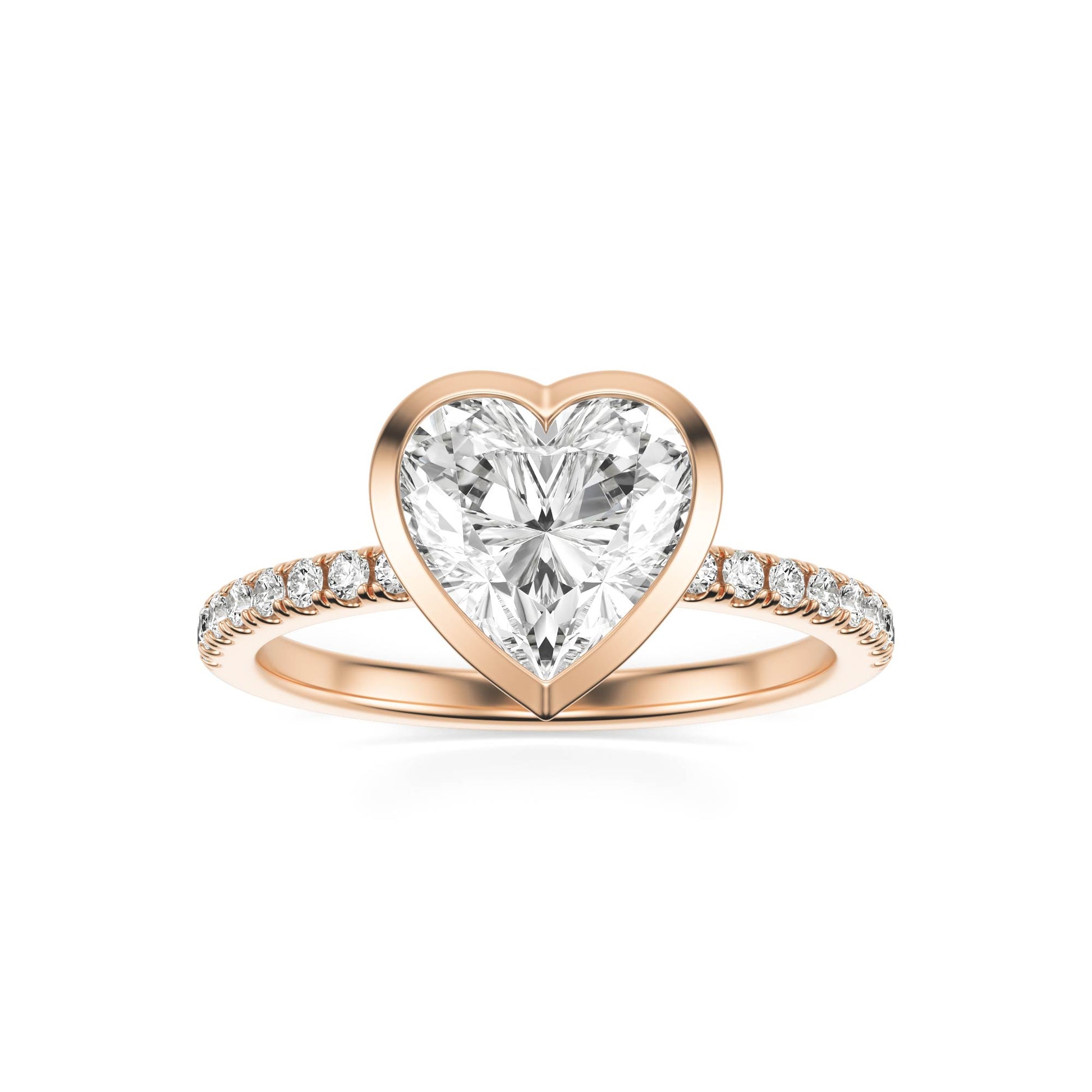 Heart Diamond Bezel Pavé 14K Rose Gold