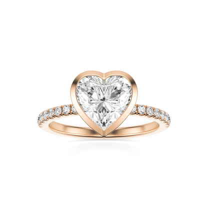 Heart Diamond Bezel Pavé 14K Rose Gold