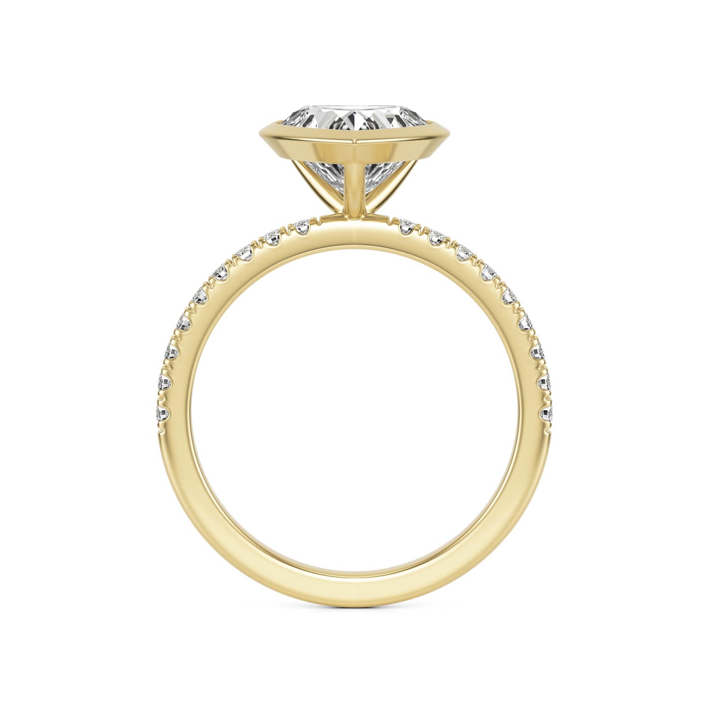 Heart Diamond Bezel Pavé 14K Yellow Gold